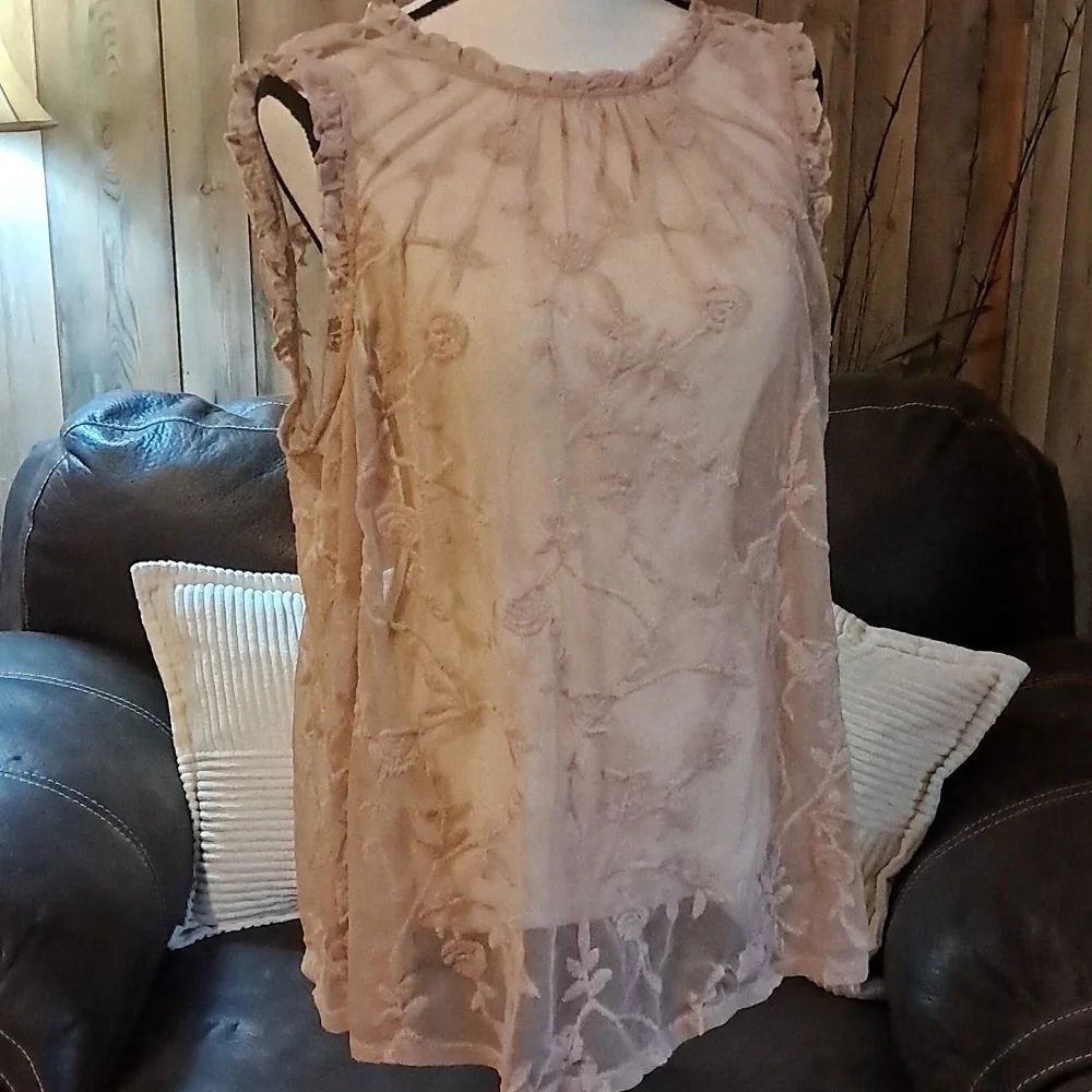 Torrid Floral Blush Pink Lace Sleeveless Blouse Top Office Business Casual Size - Picture 6 of 12